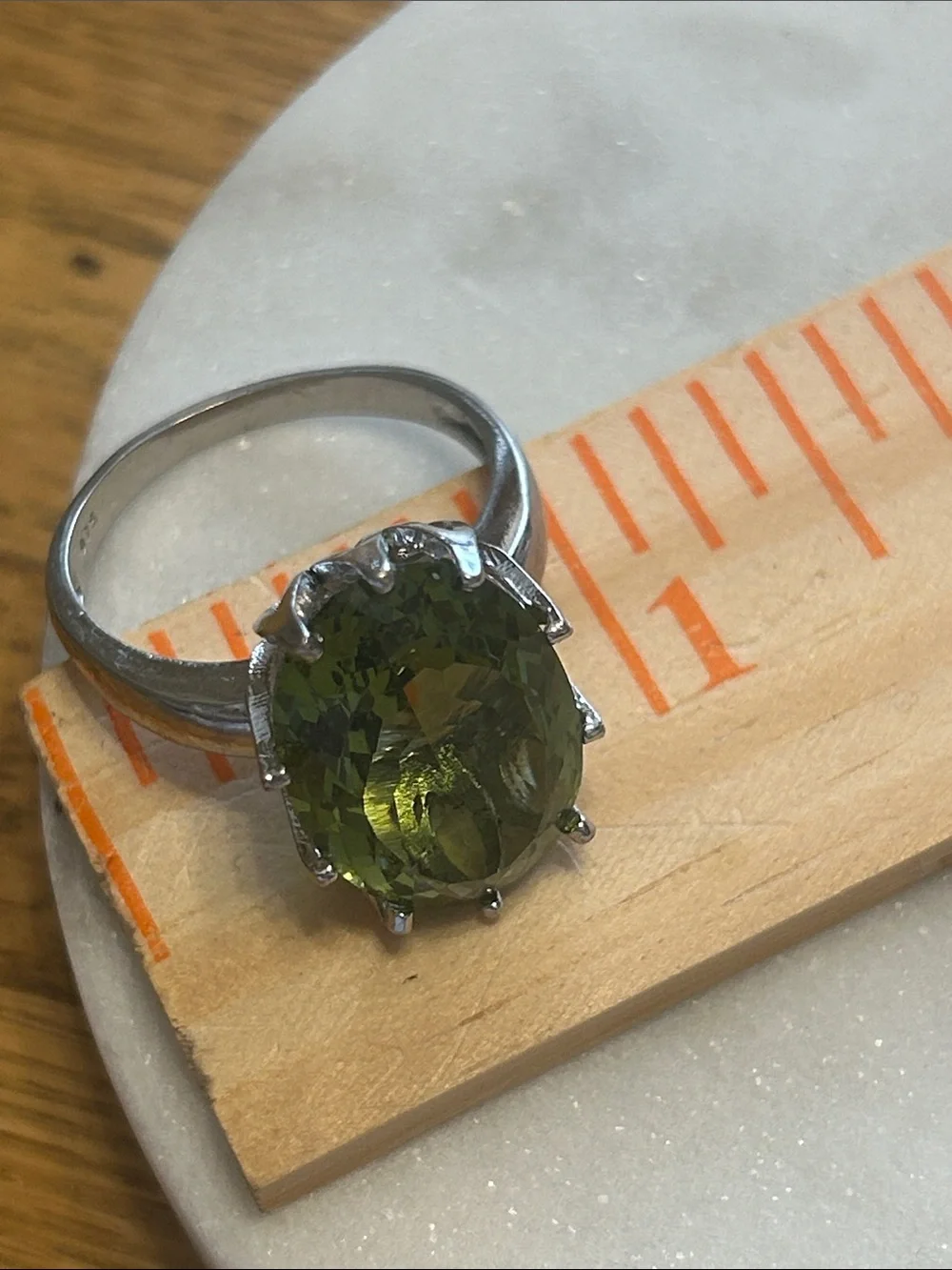 Sterling Silver Green Oval Gemstone Halo Ring - Women's Jewelry
